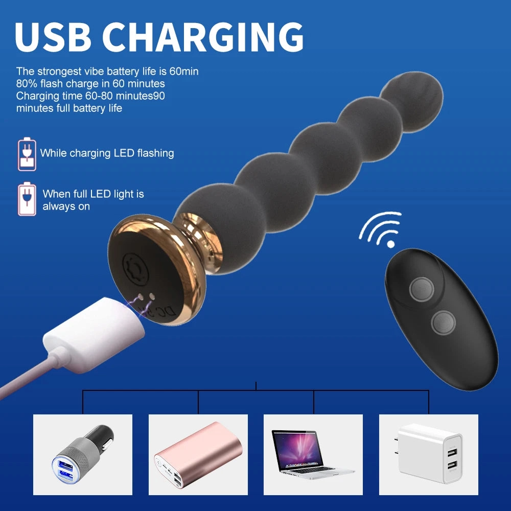 10-Speed Anal Vibrator Anal Beads Prostate Massager