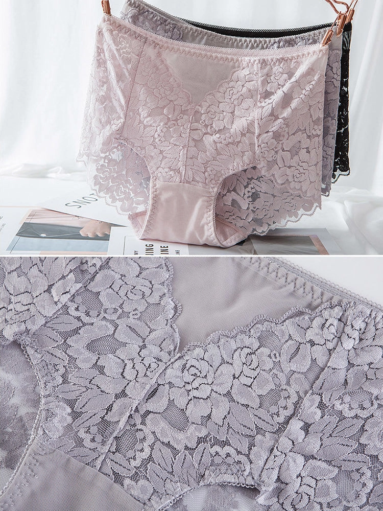 4-Pack Sexy Lace Flower See-Though Hollow Panties