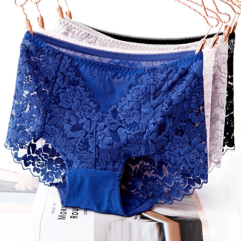 4-Pack Sexy Lace Flower See-Though Hollow Panties