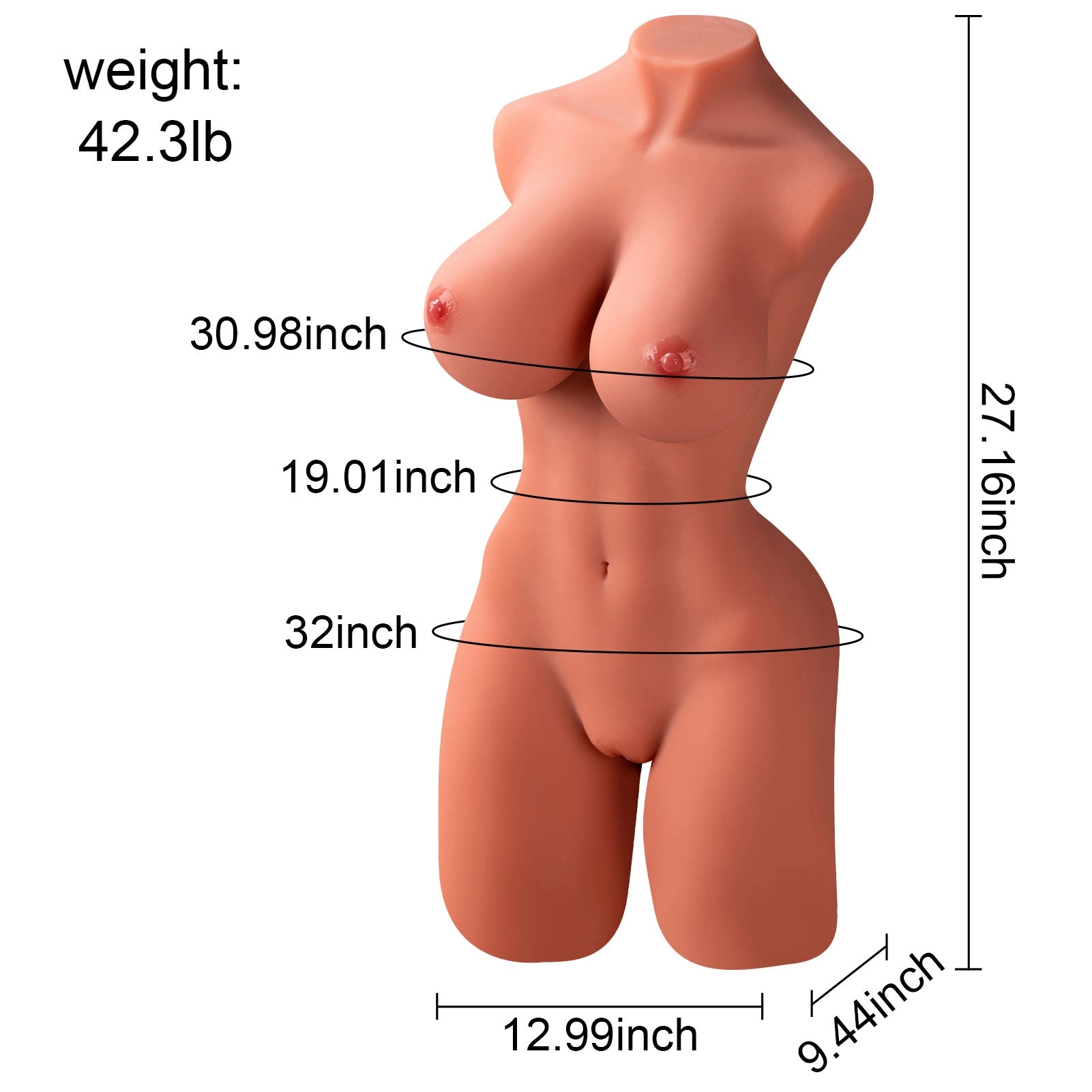 42.3 LB Female Torso Doll with Intense Suction Sensation