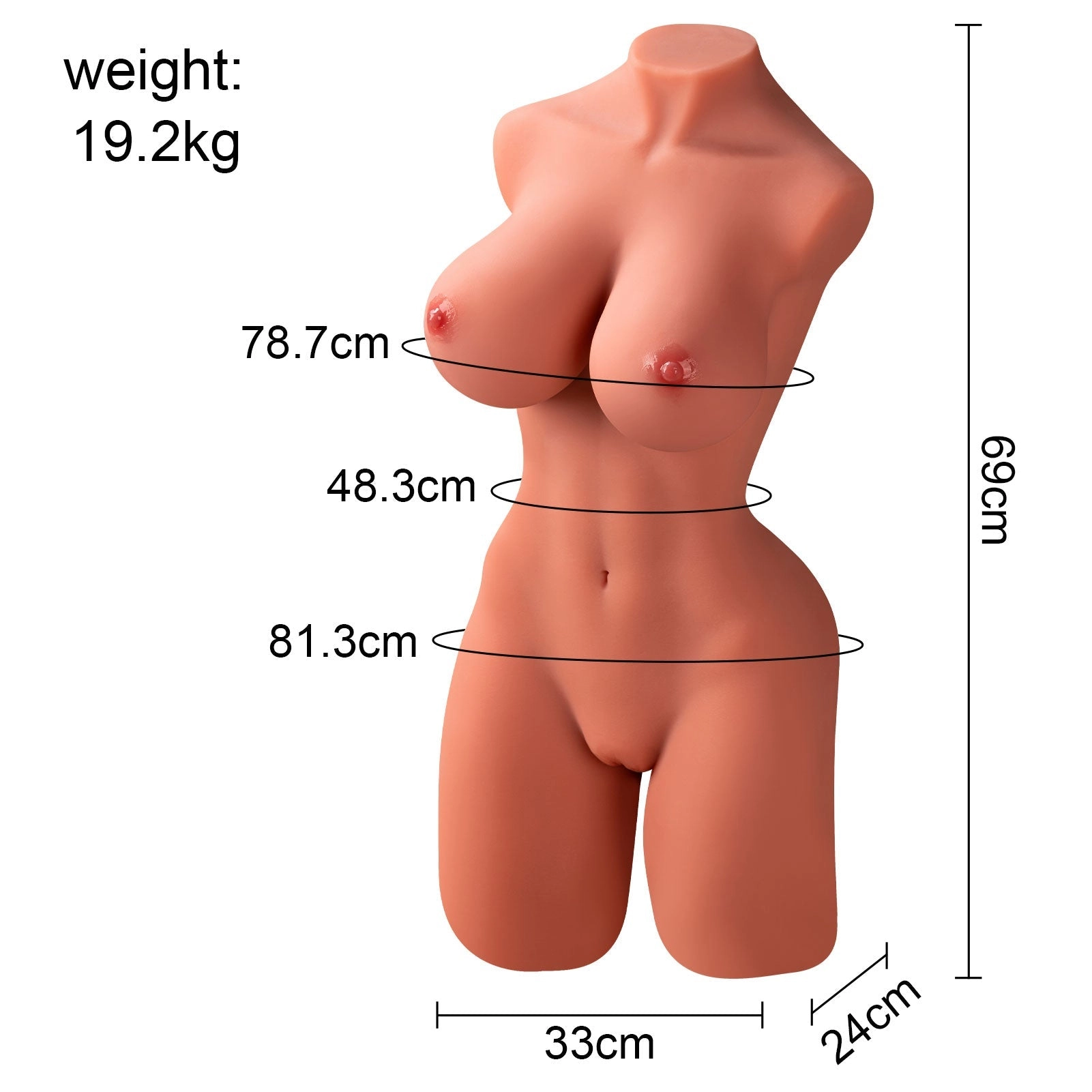 42.3 LB Female Torso Doll with Intense Suction Sensation