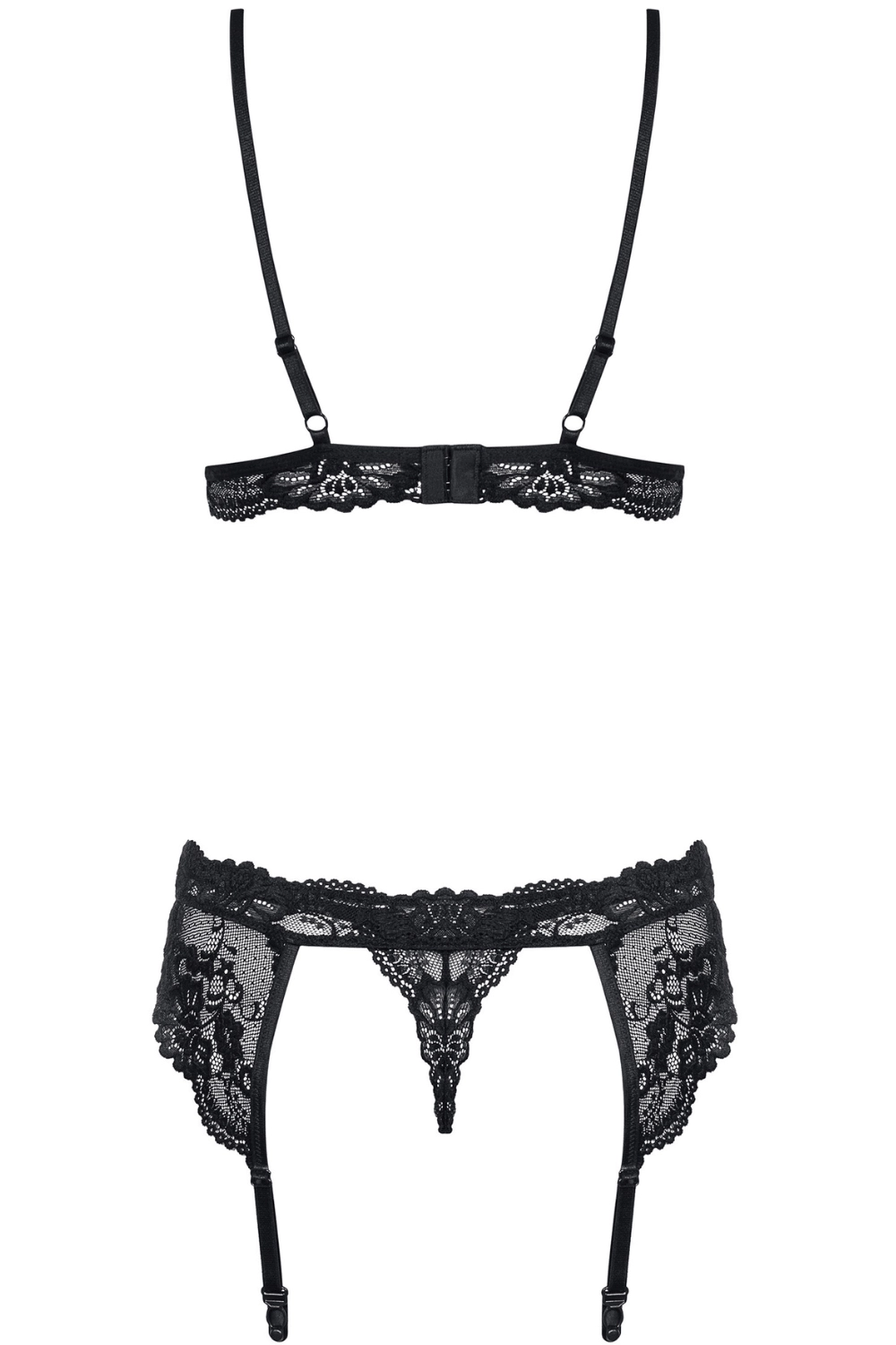 810 Bra, Thong & Suspender Belt Black