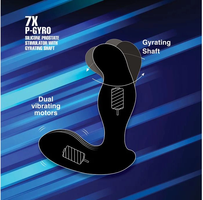 Alpha-Pro 7X P-Gyro Silicone Prostate Stimulator With Gyrating Shaft