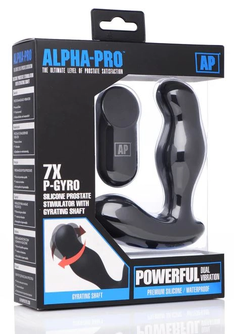 Alpha-Pro 7X P-Gyro Silicone Prostate Stimulator With Gyrating Shaft