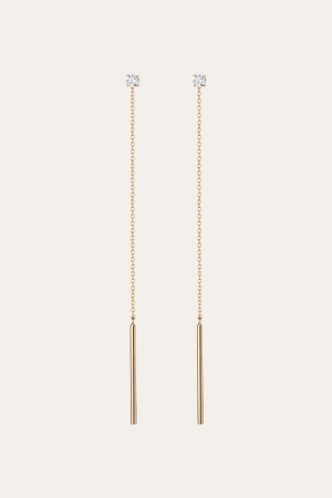Aurate x Frye: Lab Grown Diamond Lariat Earrings