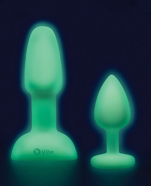 B-vibe Asstronaut Vibrating Butt Plug Set - Glow In The Dark
