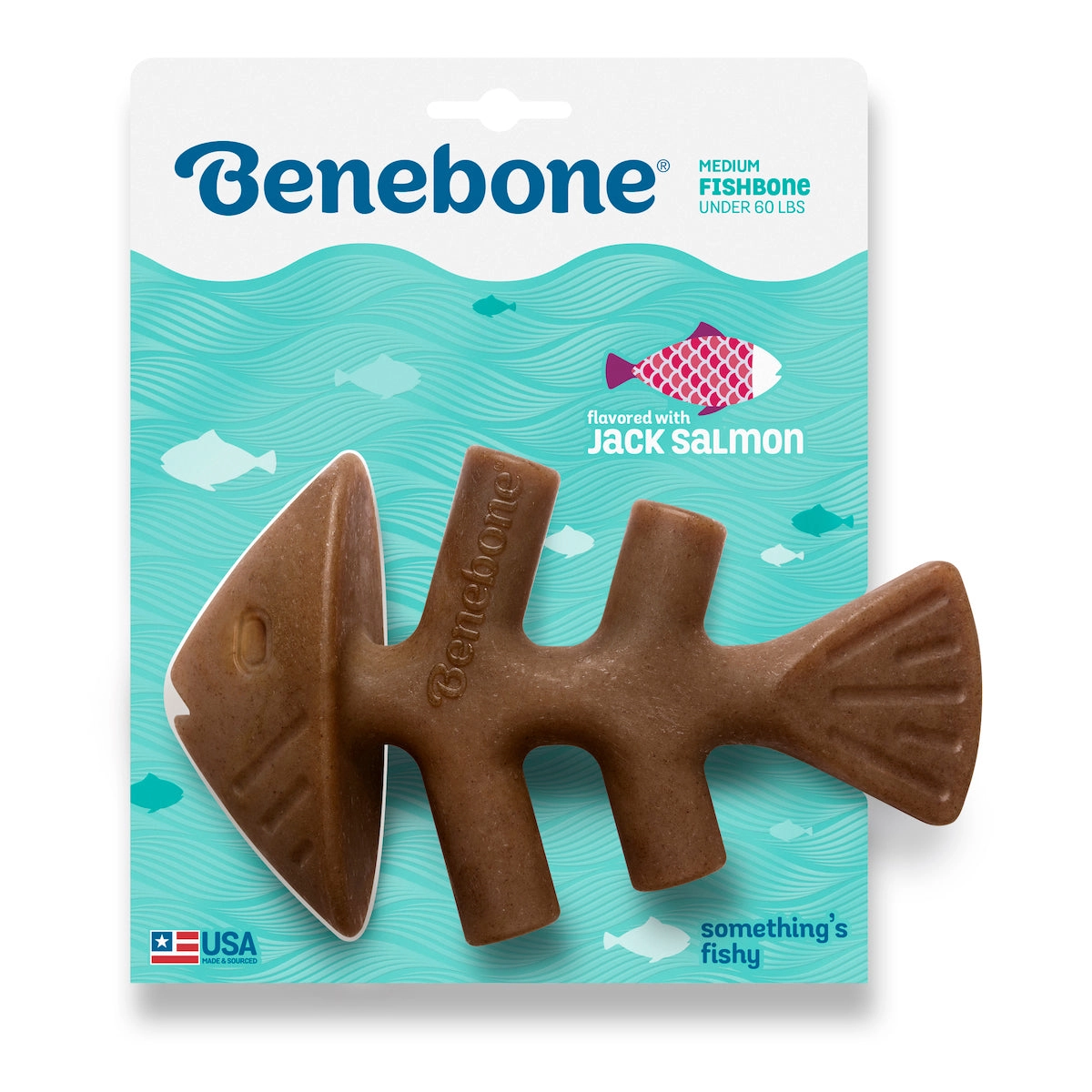 Benebone Fishbone Durable Dog Chew Toy, Real Fish