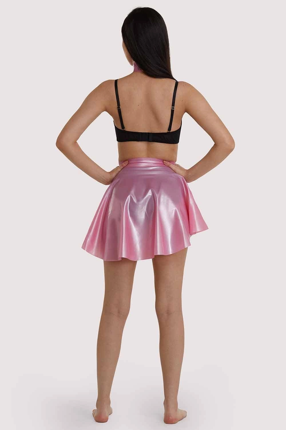 Bettie Page Pink Latex Flippy Skirt