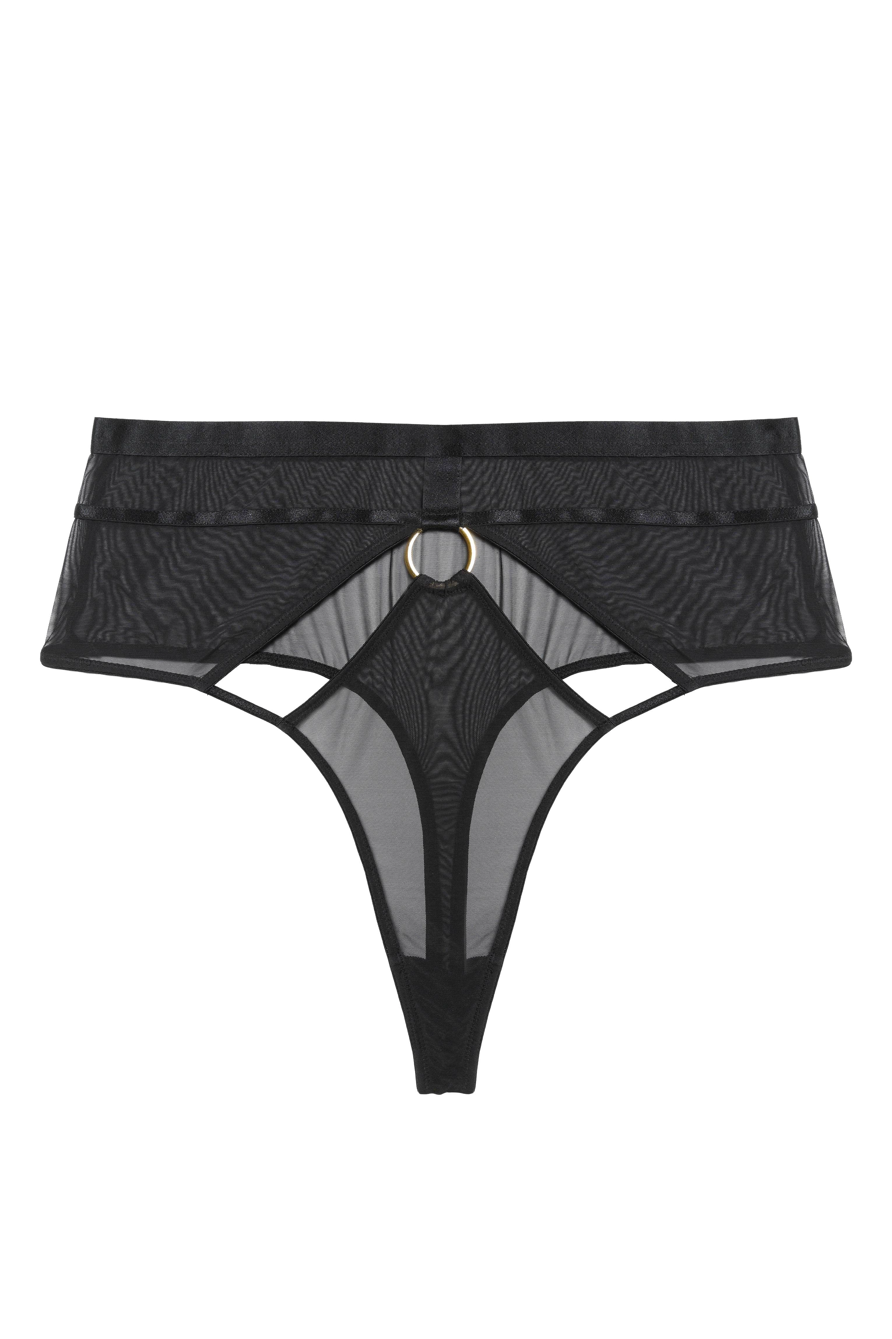 Black Sierra Gold Ring Curve Thong