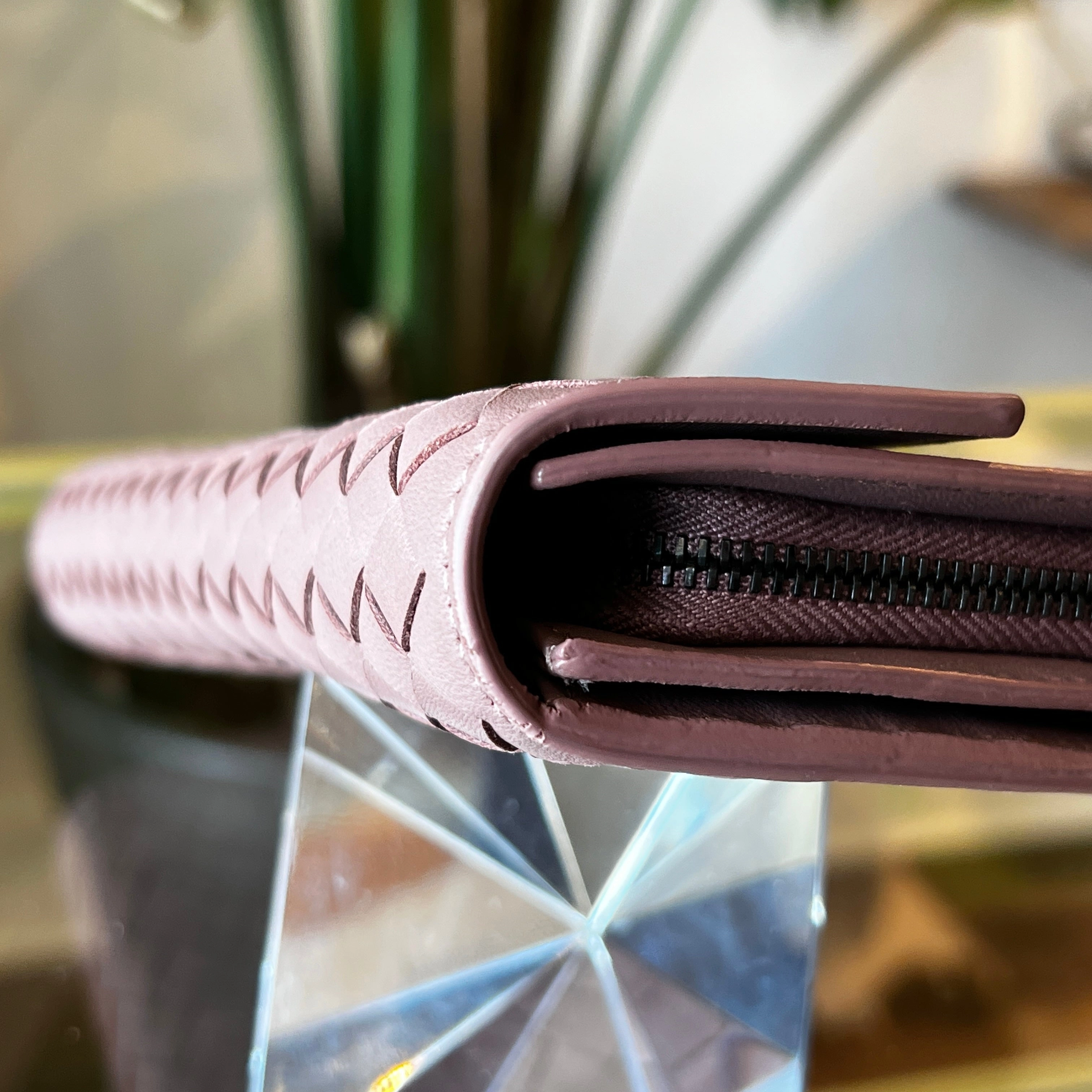 BOTTEGA VENETA Pink Intrecciato Long Wallet