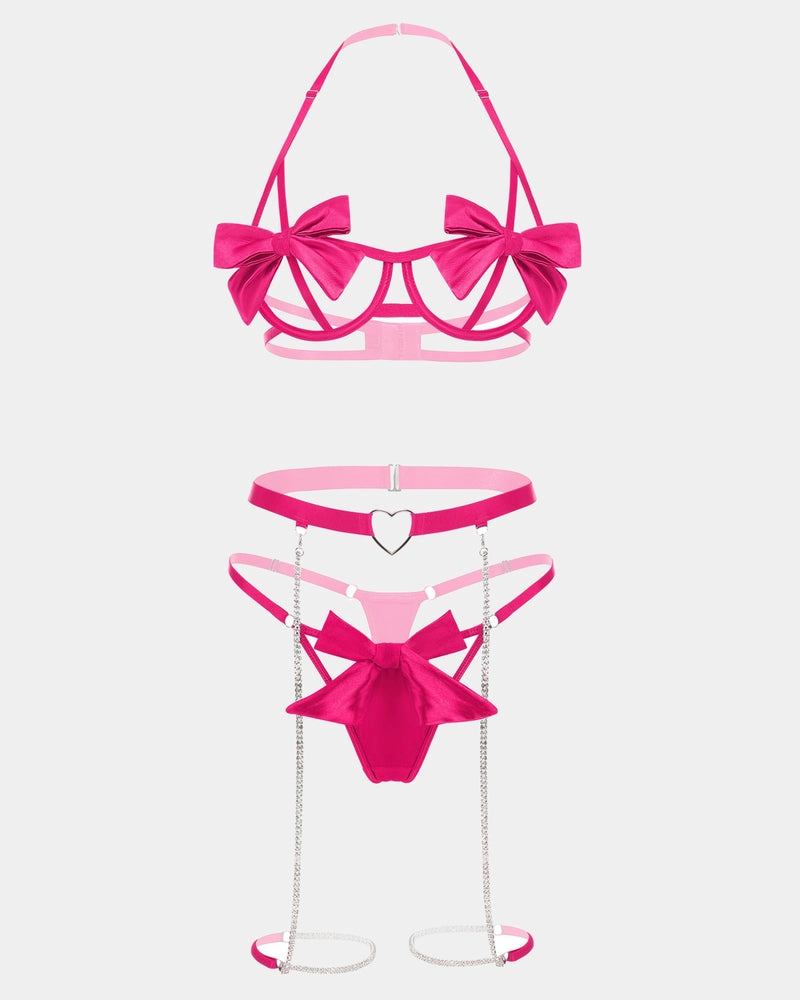 Bow Bra and Panty Sleepwear Sets