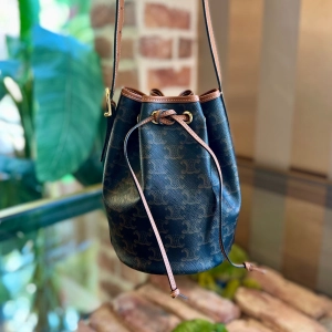 CELINE Triomphe Drawstring Small Bucket Bag