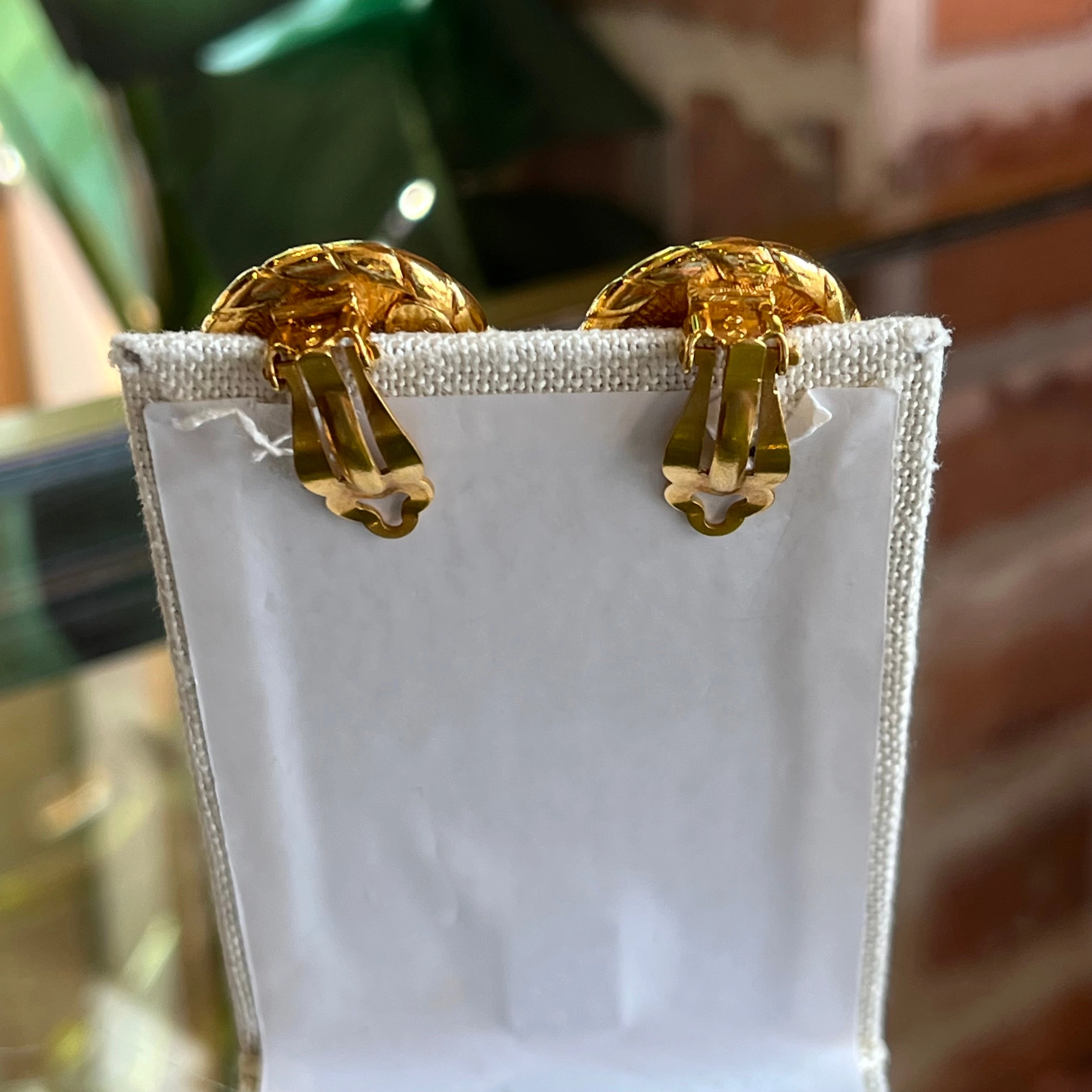 CHANEL Faux Pearl Gold Vintage Clip On Earrings