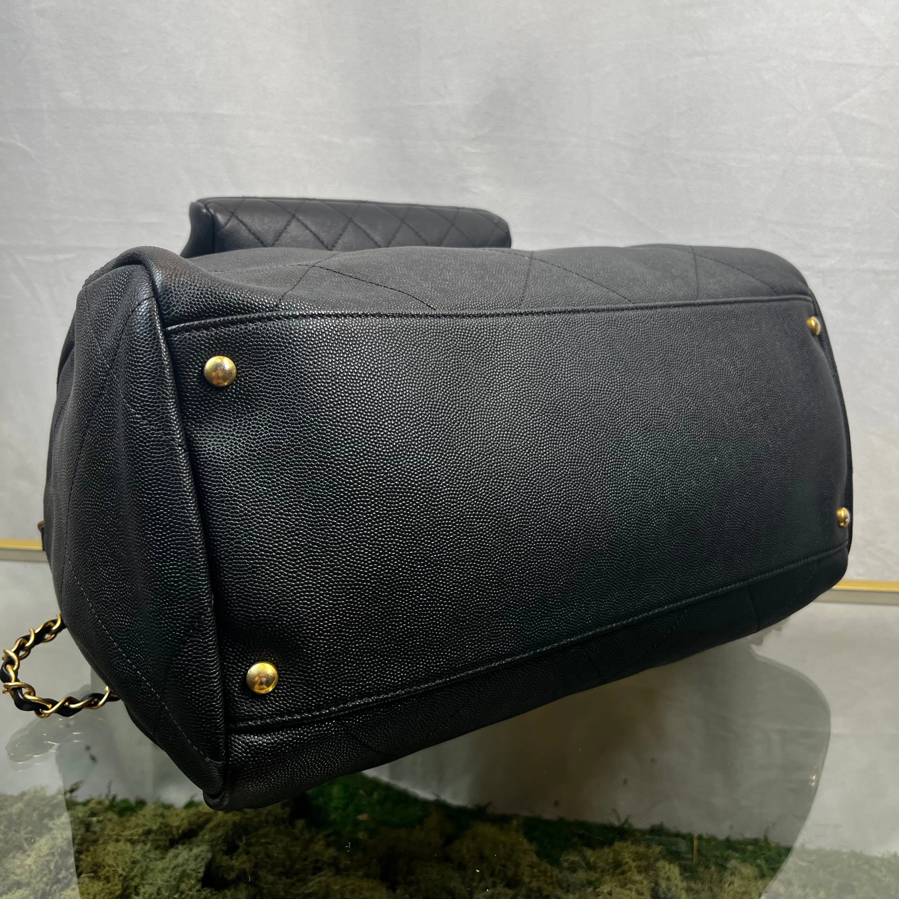 CHANEL In The Loop Black Caviar Lambskin Quilted Satchel