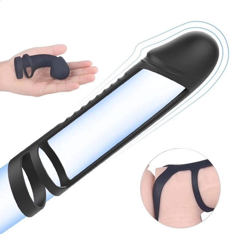 Delay Sleeve & Cock Ring Silicone Penis Extension