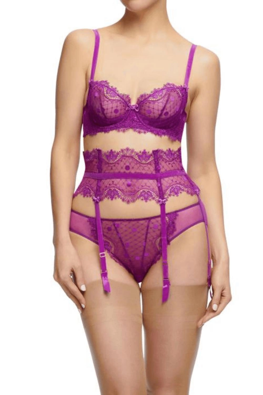Dita Von Teese Vedette High Waisted Suspender Belt Shocking Violet