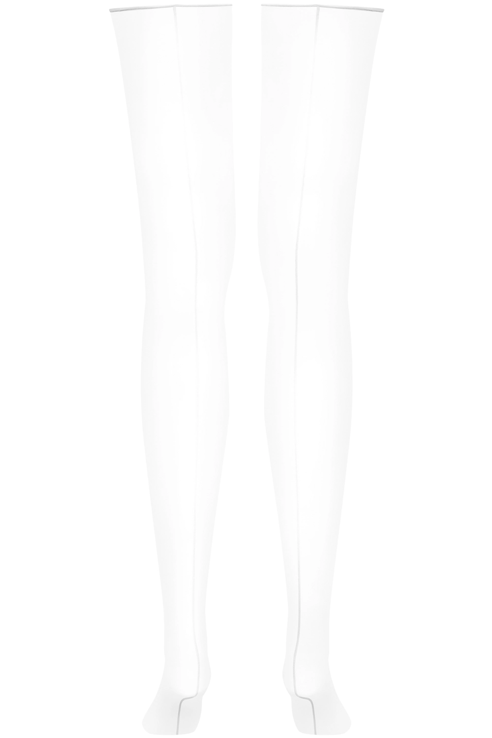 Double Seam Cut & Curled Stockings White