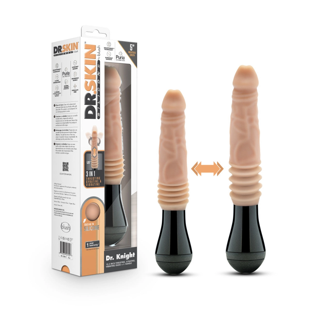Dr. Skin Silicone - Dr. Knight - Thrusting Gyrating Vibrating Dildo