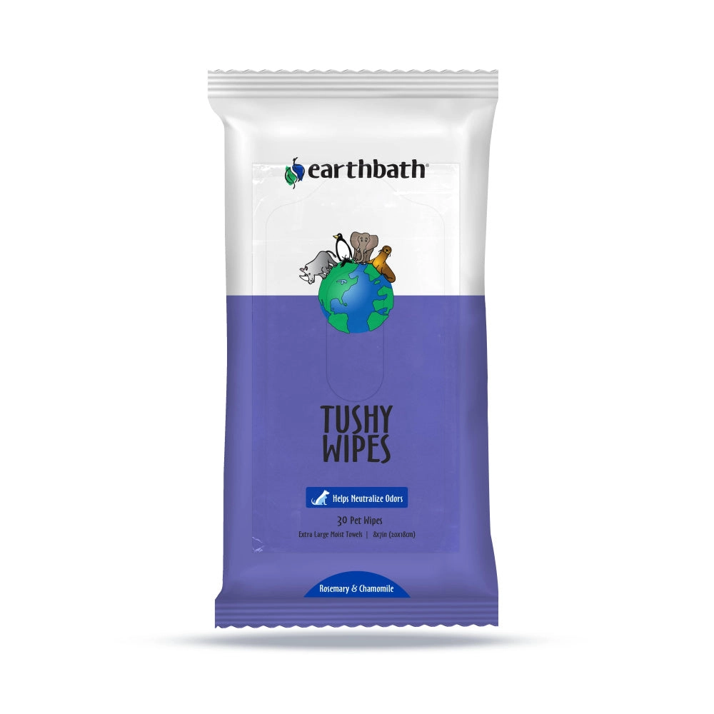 Earthbath Tushy Wipes Rosemary & Chamomile Odor-Eating Enzymes & Baking Soda Plant-Based Wipes