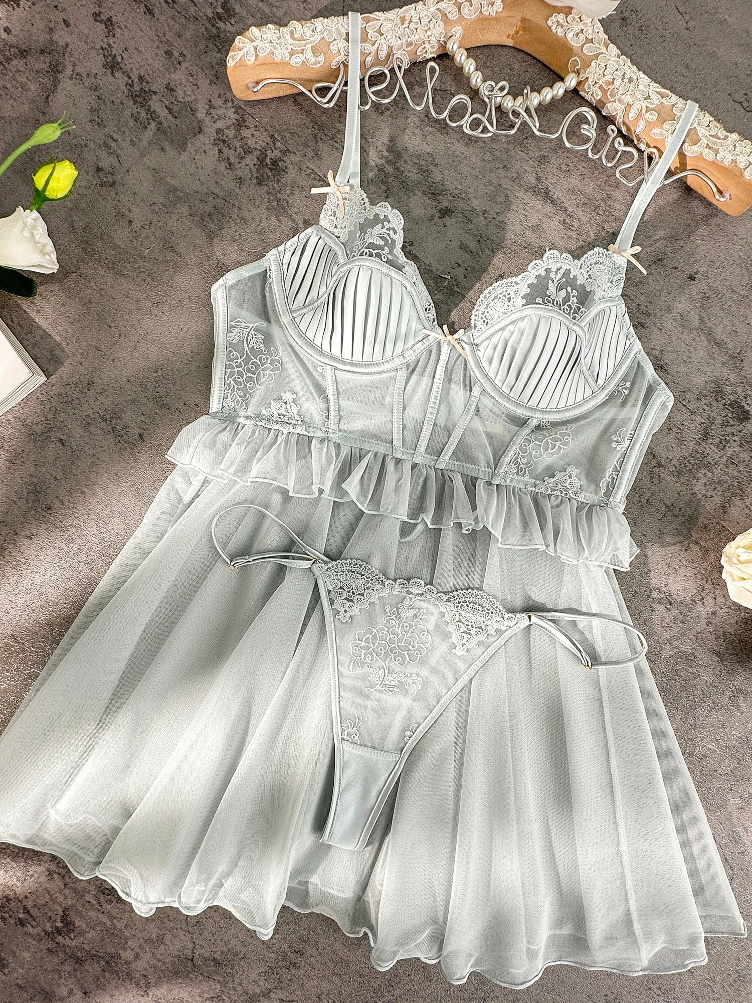 Elegant Embroidered Lace Slip Dress
