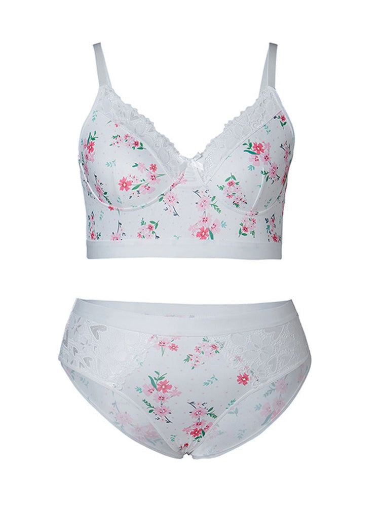 Elegant Floral Lace Wireless Lingerie Set