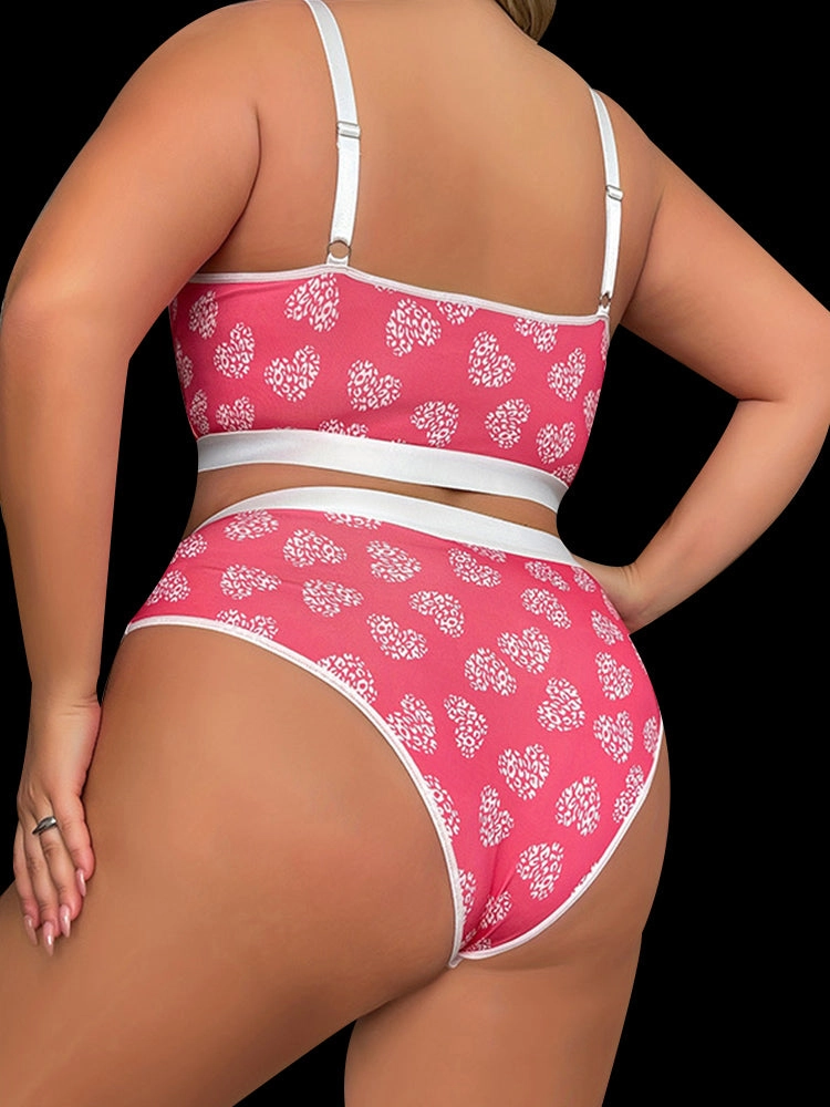 Elegant Pink Lace Floral Wireless Lingerie Set
