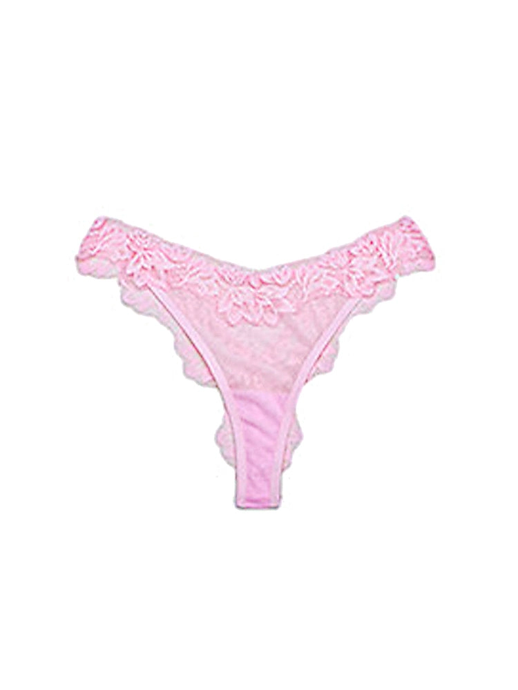 Elegant Sexy Low-Rise Lace Trim Thong