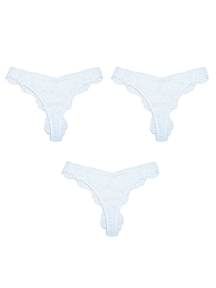 Elegant Sexy Low-Rise Lace Trim Thong