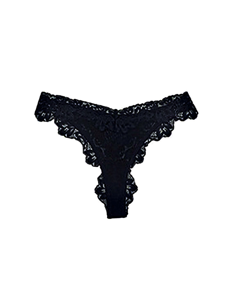 Elegant Sexy Low-Rise Lace Trim Thong