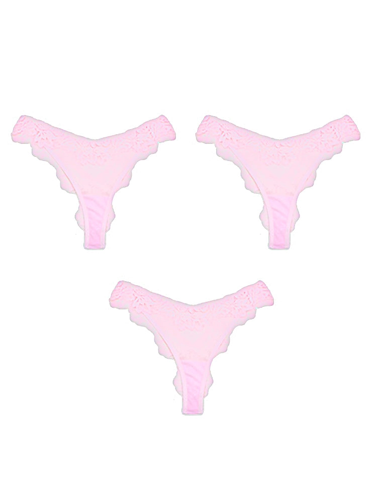 Elegant Sexy Low-Rise Lace Trim Thong