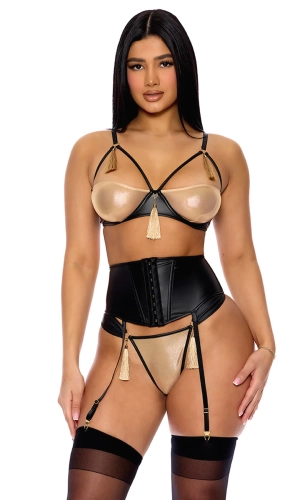 Eva Metallic Mesh Lingerie Set