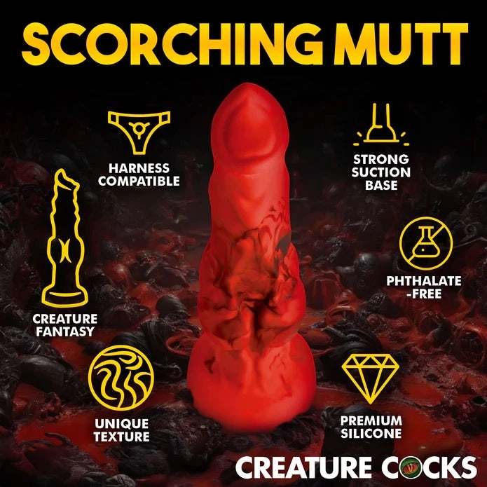 FIRE HOUND RED SILICONE DILDO SMALL