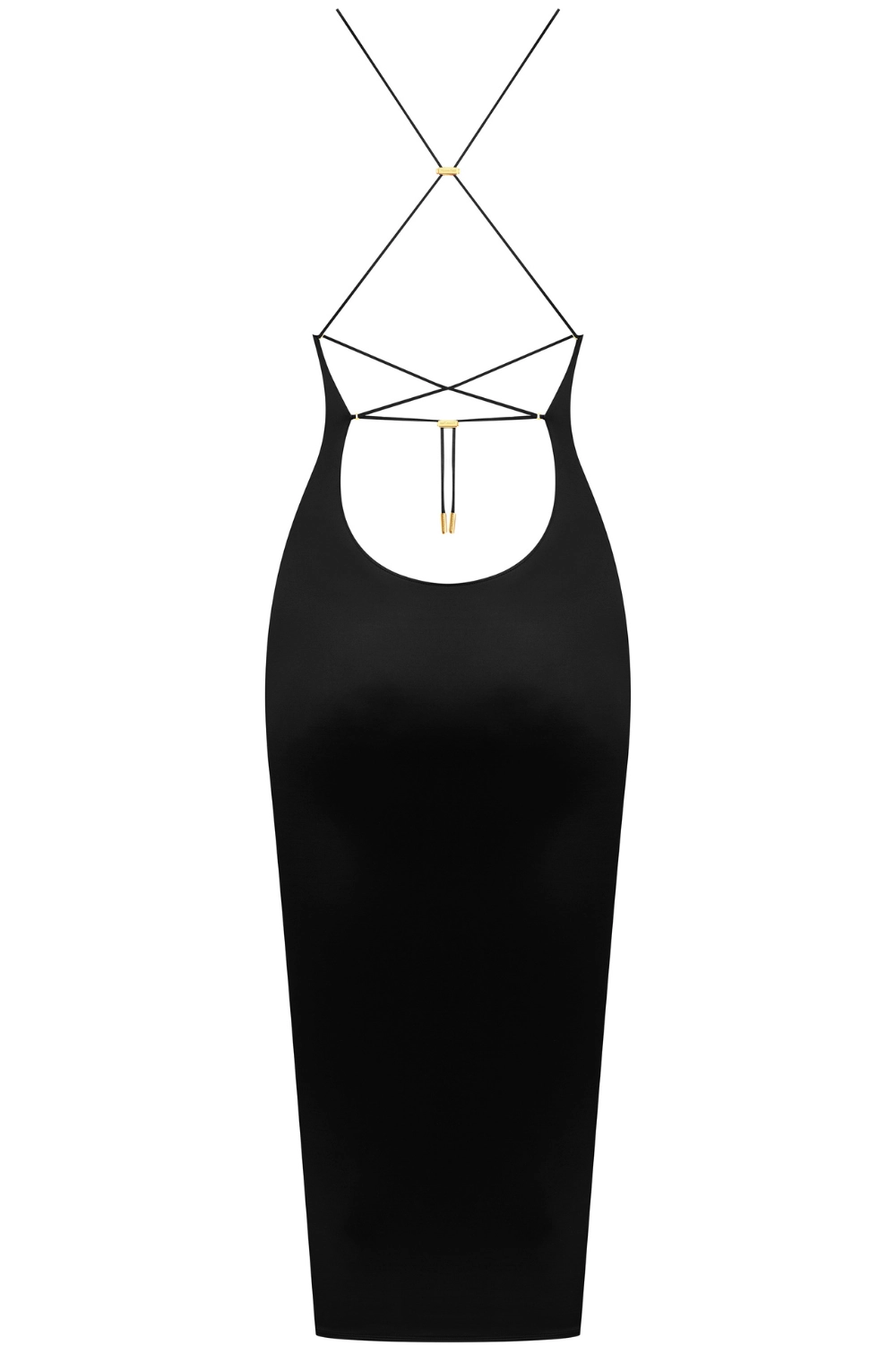 French Kiss Open Back Midi Dress Black