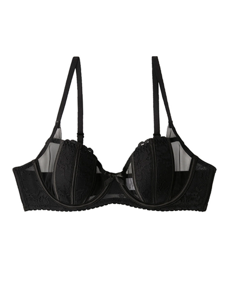 French Style Sexy Lace Thin Gathered Minimizer Bra