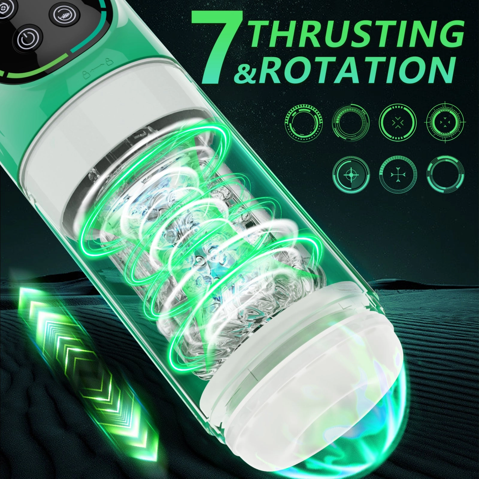 Heavenly Eye 5 in 1  Masturbator ( Rotating Thrusting Vibrator Suction Licking)