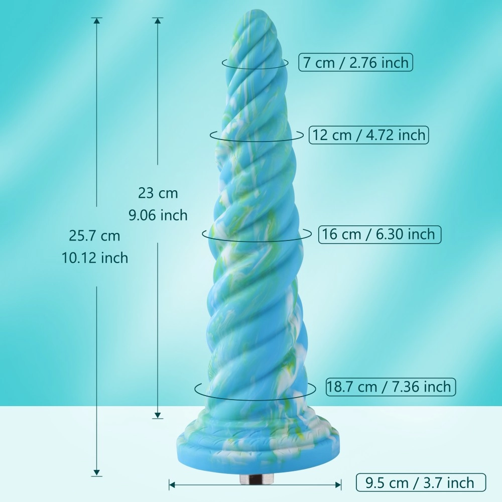 HiSmith Awl Silicone Dildo Kliclok 10.1 Inch - Blue