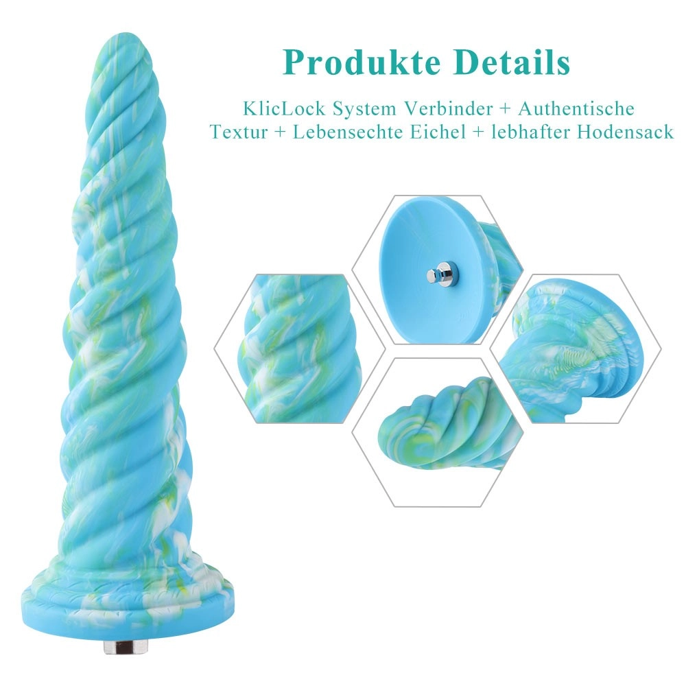 HiSmith Awl Silicone Dildo Kliclok 10.1 Inch - Blue