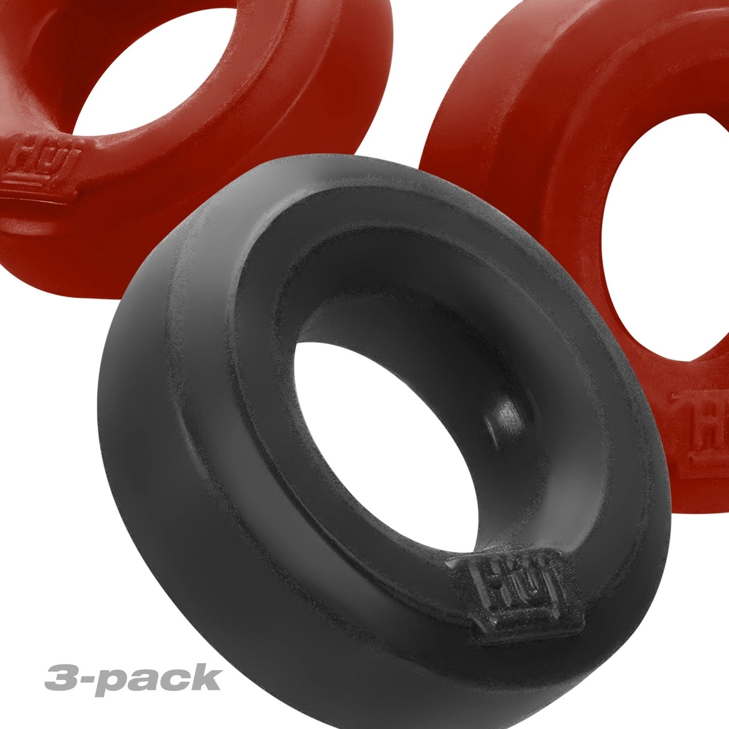 HunkyJunk HUJ Cock Ring 3 Pack - Cherry