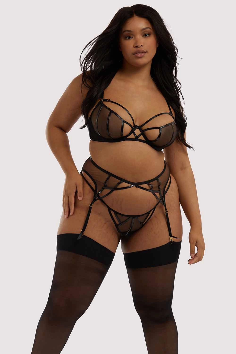 Hustler Kelly Black PVC Cut Out Suspender
