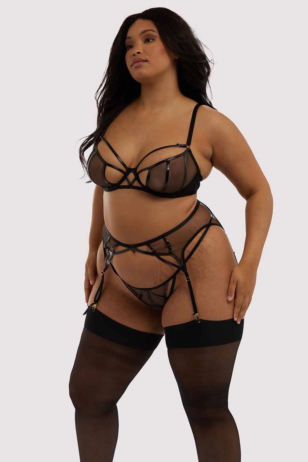 Hustler Kelly Black PVC Cut Out Suspender