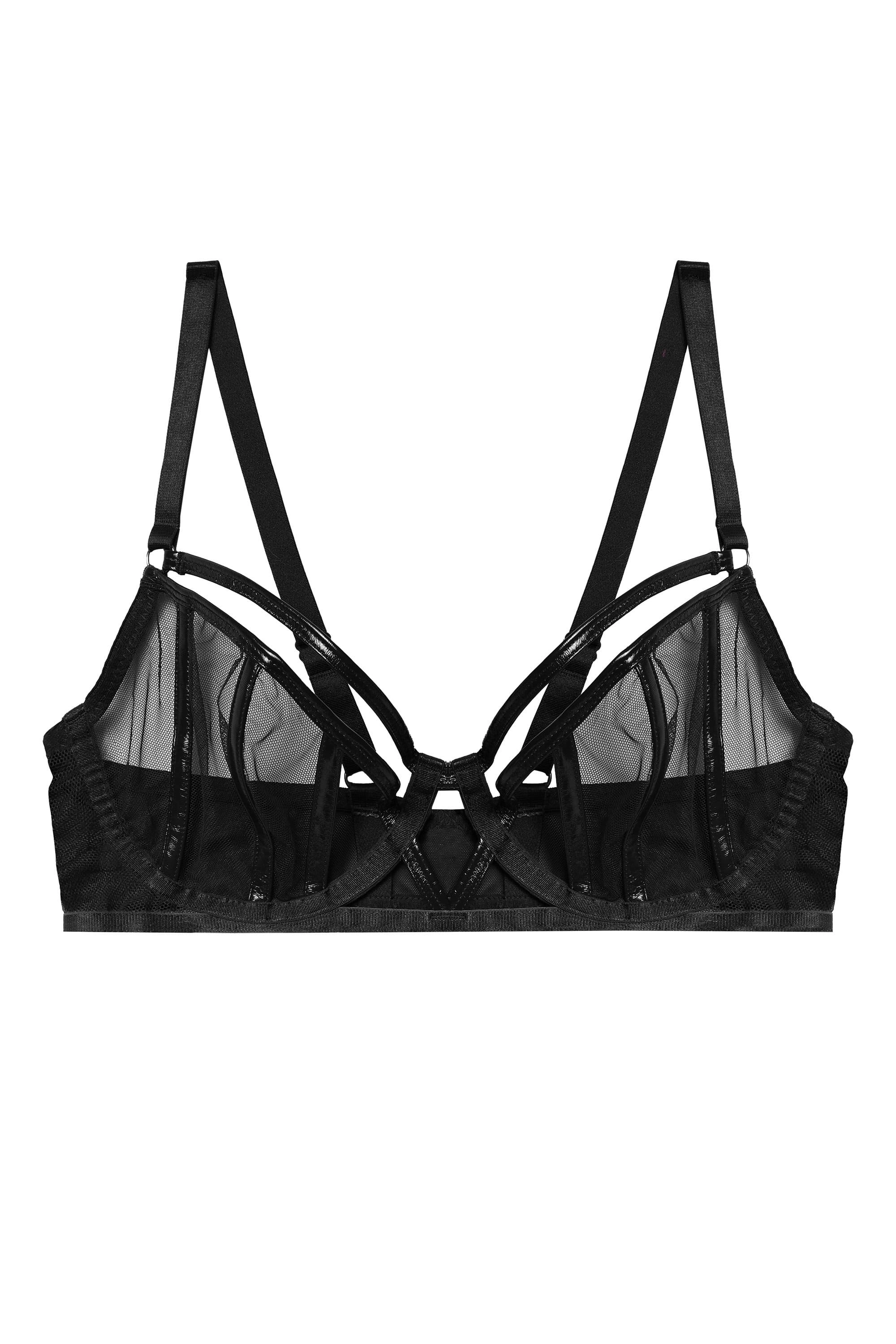 Hustler Kelly Black PVC Panelled Bra