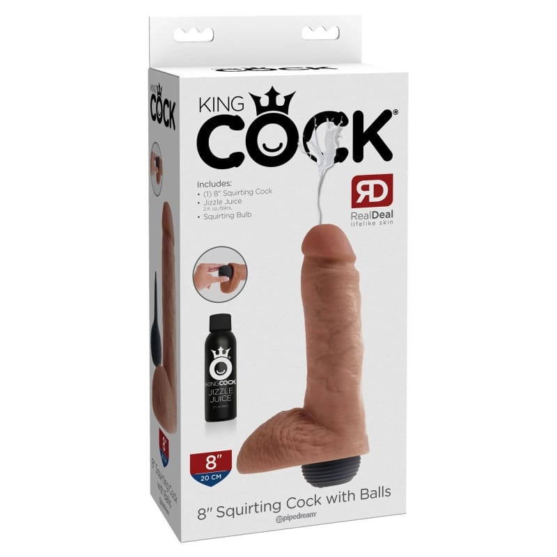 King Cock 8 Squirting Cock With Balls -Tan