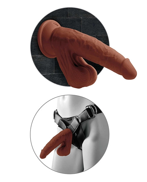 King Cock Plus 8 Inch Triple Density Cock W/swinging Balls - Brown