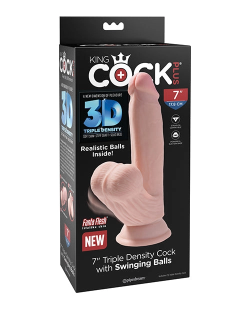 King Cock Plus Triple Density Dildo W/swinging Balls 6 Inch - 9 Inch