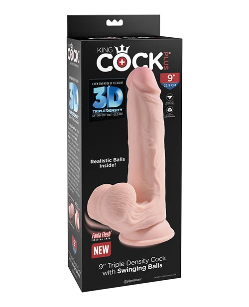 King Cock Plus Triple Density Dildo W/swinging Balls 6 Inch - 9 Inch