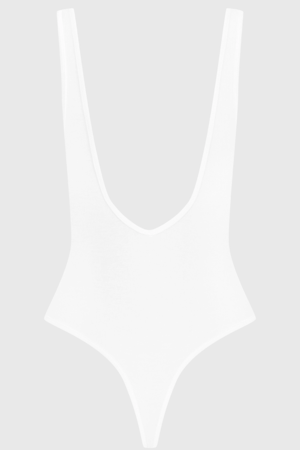 La Femme Amazone V Neck Thong Body White