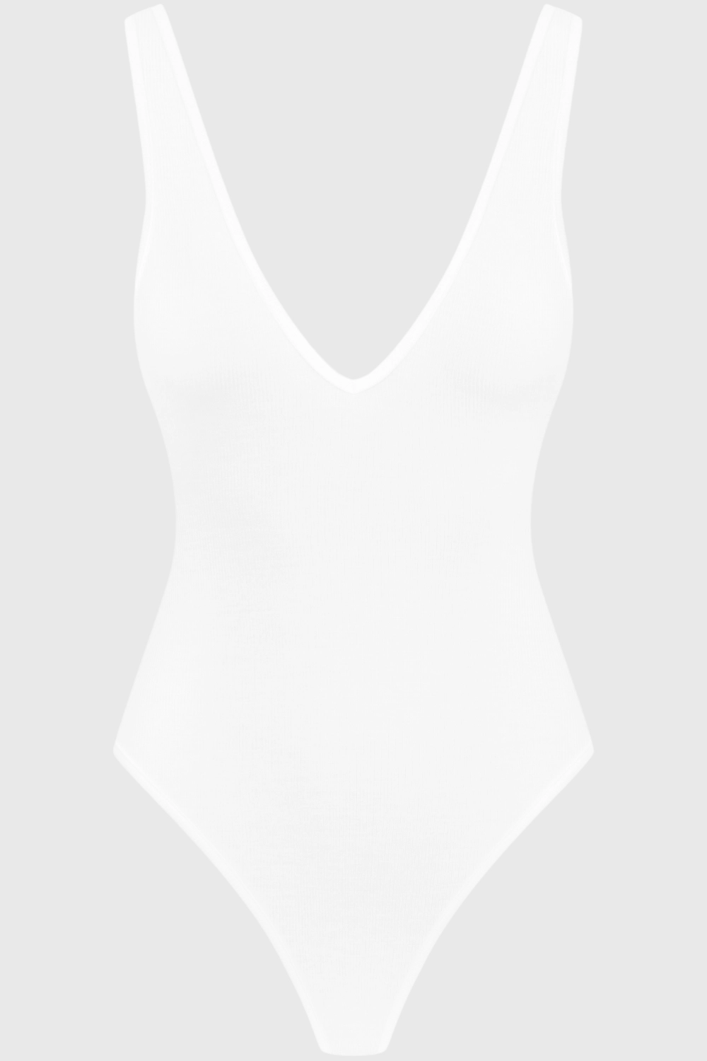 La Femme Amazone V Neck Thong Body White