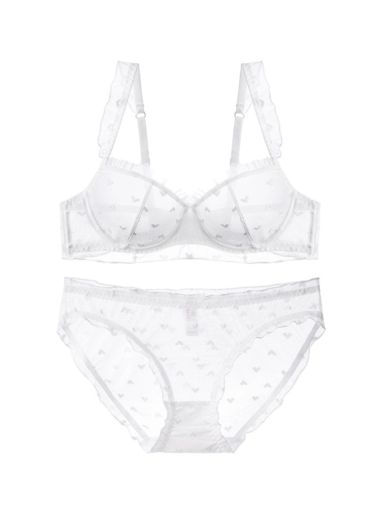 Lace Sheer Sexy Demi Cup Bra Lingerie Set