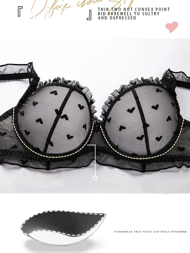 Lace Sheer Sexy Demi Cup Bra Lingerie Set