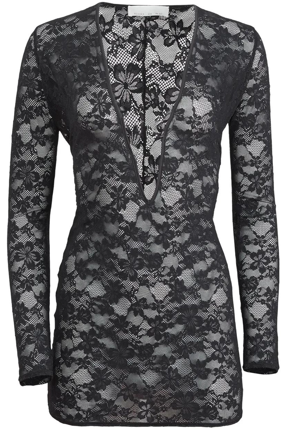 Le Stretch Lace Deep Plunge Mini Dress